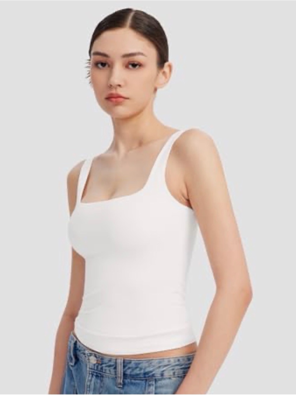 PUMIEY NWT Square Neck Tank Top Sleeveless Double Lined Basic